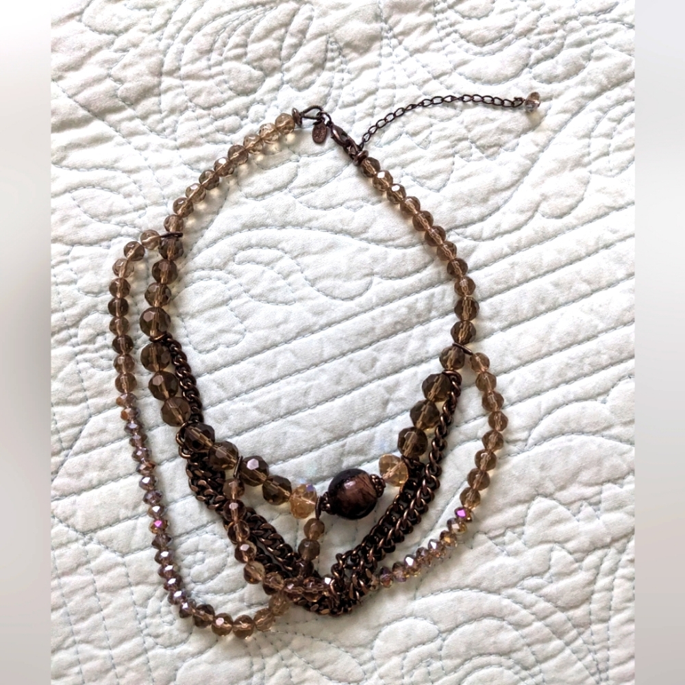 Vintage Cookie Lee necklace faceted stones chains adjustable necklace